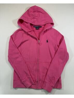 Ralph Lauren Sport Hoodie Womens Small Pink Full Zip Pony Logo Sweatshirt